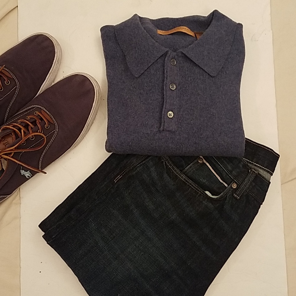 Mens 100% Cashmere Sweater With A Collar